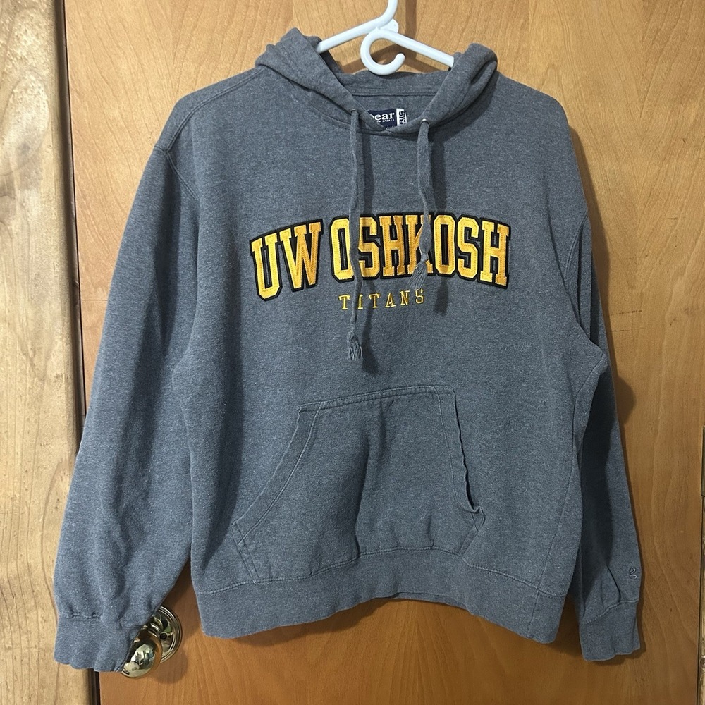 Vintage UW Oshkosh Hoodie‎ Mens M Gray Gear For Sports Sweatshirt